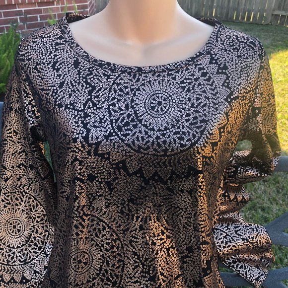 LuLaRoe Debbie Elegant Dress Copper Foil Metallic - Picture 8 of 9